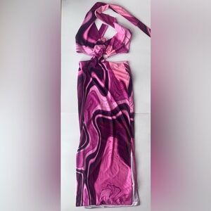 Farai London Pink and Purple Patterned Skirt